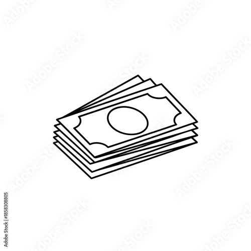 Simple Line Drawing of a Stack of Cash Money for Financial and Business Use