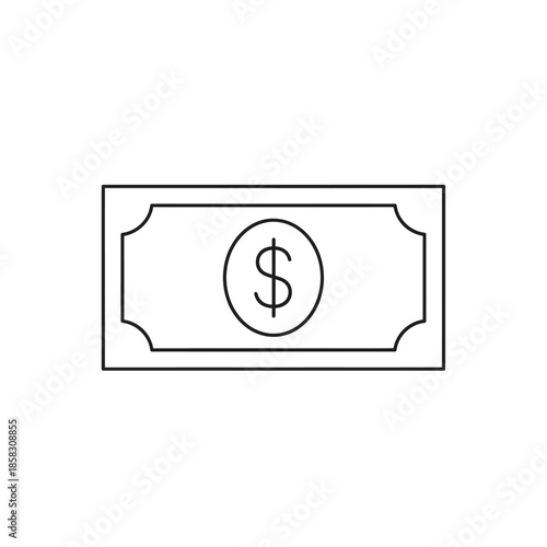 Simple Line Drawing of Money Banknote for Financial and Business Use