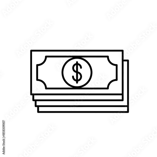 Simplified Icon of Money Banknotes for Financial and Business Concepts