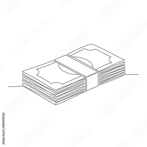 Stack of Cash Bills Bundled with Currency Band for Financial Success