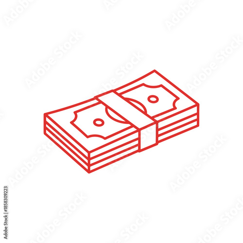 Stack of Cash Money bills with dollar signs for financial success or payment concept