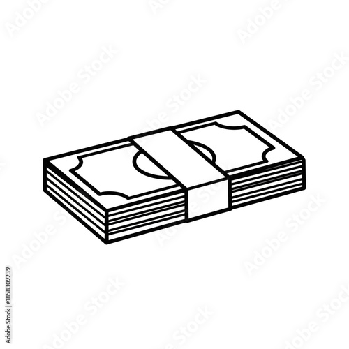 Stack of Cash Money Bills, Financial and Wealth Concept Illustration