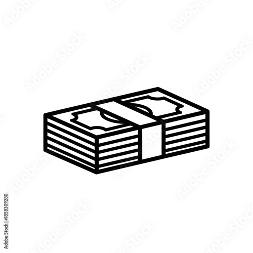 Stack of Cash Money Bundles for Financial Success and Wealth Concept