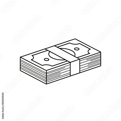 Stack of Currency Banknotes Bundled Financial Money Illustration