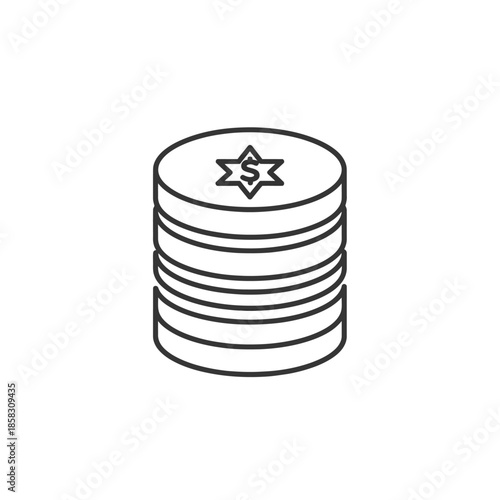 Stack of coins with dollar symbol icon representing financial growth and investment