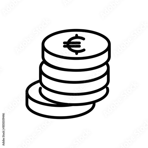 Stack of Coins with Euro Symbol Representing Financial Growth and Investment