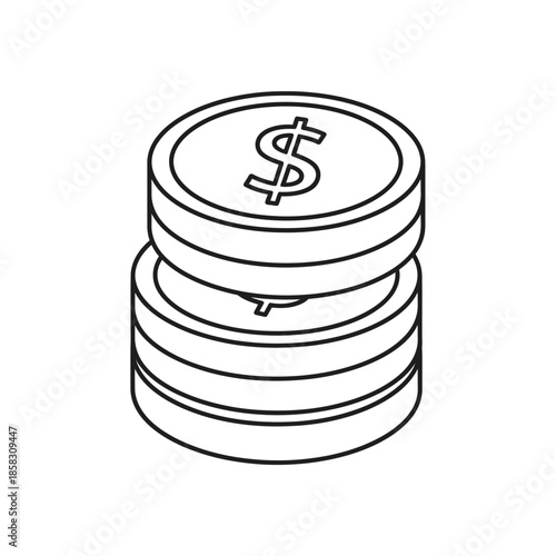 Stack of Coins with Dollar Symbol Illustrating Financial Growth and Wealth