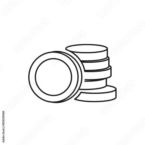 Stack of Coins with Simple Line Drawing for Financial and Business Concepts