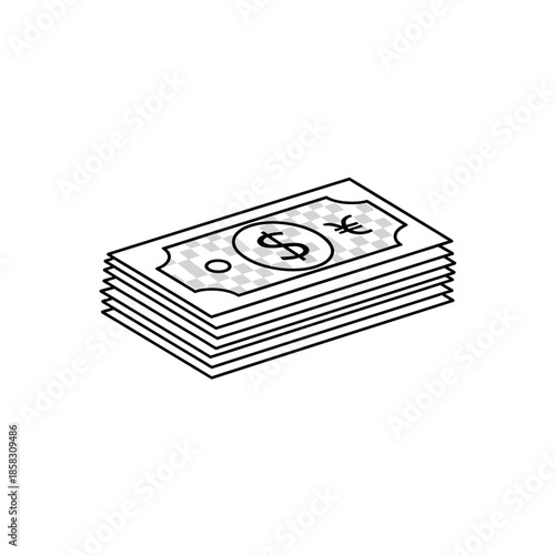 Stack of Currency Notes with Financial Growth and Money Investment Theme