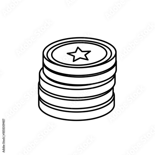 Stack of Coins with Star Design for Financial Growth and Savings