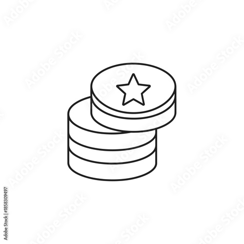Stack of Coins with Star Emblem for Financial or Rewards Concepts