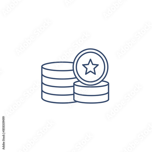 Stack of Coins with Star Emblem Illustrating Wealth and Success Concept