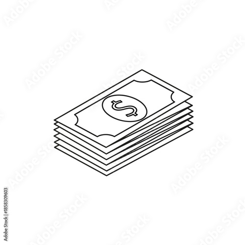 Stack of Dollar Bills Illustration for Financial and Business Concepts