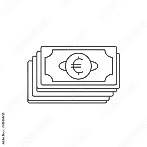 Stack of Euro Banknotes and Coin Illustration for Financial and Money Concepts