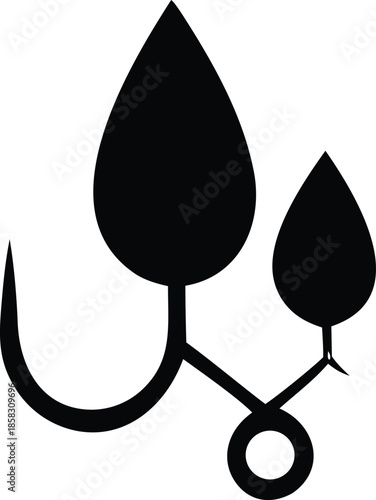 Fish hook with leaves Vector