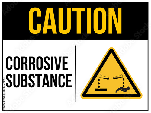 Caution, Corrosive substance shock area sign. Warning sign symbol