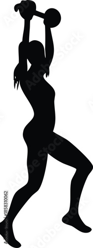 Woman lifting dumbbells Vector