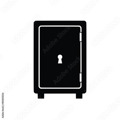 Bank Vault Safe Icon Set – Secure Storage Strongbox Silhouette Vector