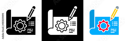 Blueprint Icon Set Glyph vector Illustration 