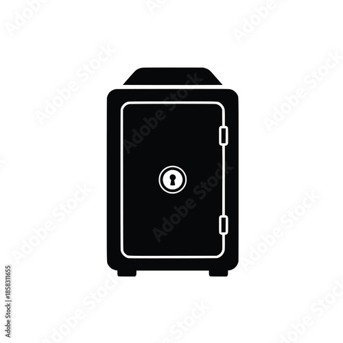 Bank Vault Safe Icon Set – Secure Storage Strongbox Silhouette Vector