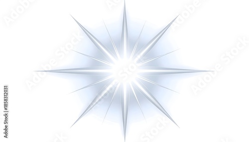 Clean white star flare with 8 subtle spikes and soft halo