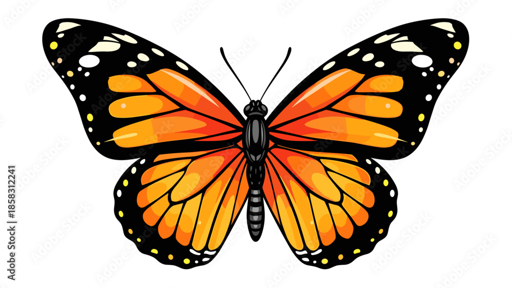 Fototapeta premium Monarch Butterfly Illustration with Colorful Wings Isolated on White Background