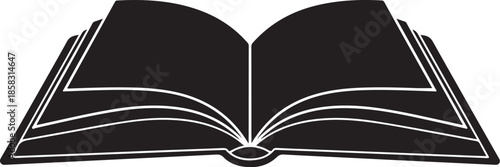 Open book with white outline on black background