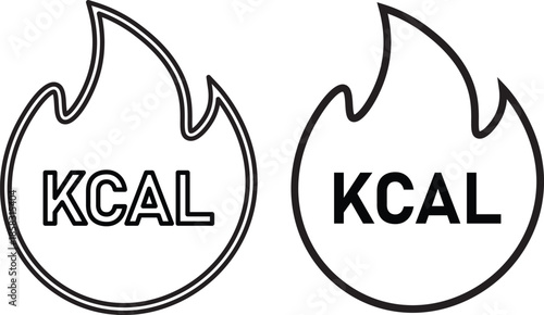Two circular kcal labels presented as a striking black and white silhouette