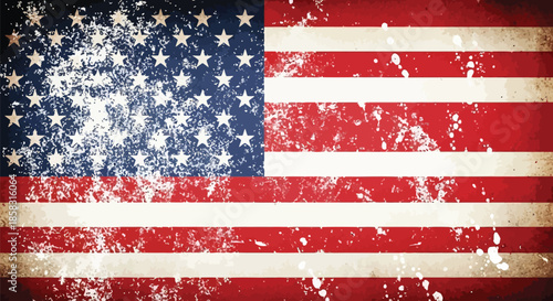 Vintage distressed american flag with stars and stripes, patriotic symbol, old and worn texture, historical design