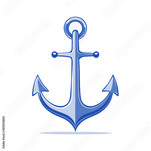 Blue Anchor Nautical Symbol Maritime Navigation Ocean Sea Sailing Icon Clip Art Isolated