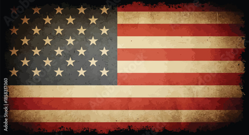 Vintage american flag with stars and stripes on a distressed background, symbolizing patriotism and national pride