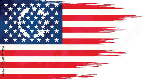 Torn and distressed american flag with stars and stripes, symbolizing patriotism and national pride, isolated on