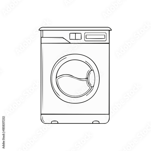 Washing machine vector illustration home appliance laundry room equipment. Clean linen or fabric.