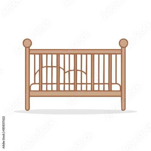 Crib for babies, wooden, child's bed vector illustration for baby's room decoration or nursery