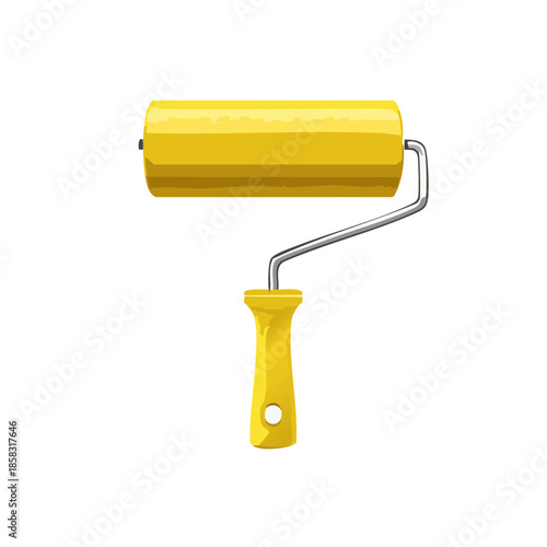 Vibrant Yellow Paint Roller Tool for Artistic Wall Painting Projects