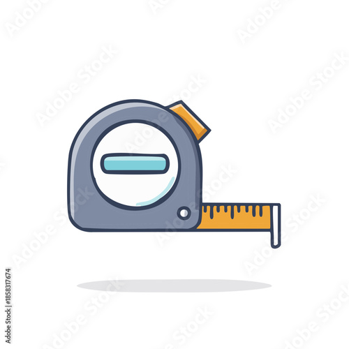 Illustration of a tape measure used for carpentry, construction, and engineering drawings