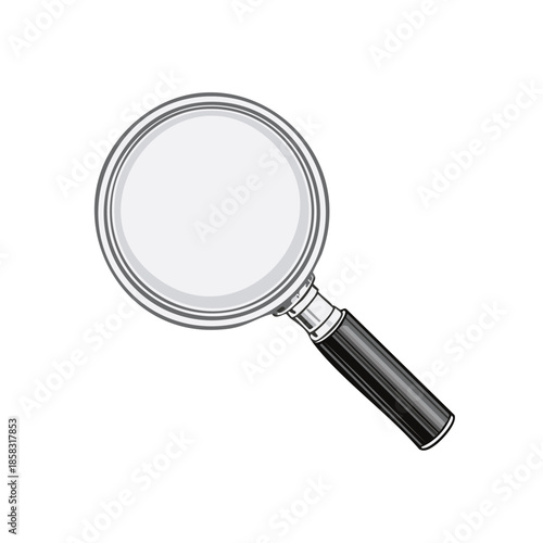 Magnifying glass sketch for search investigation study examination detection tool hand lens graphic detailed
