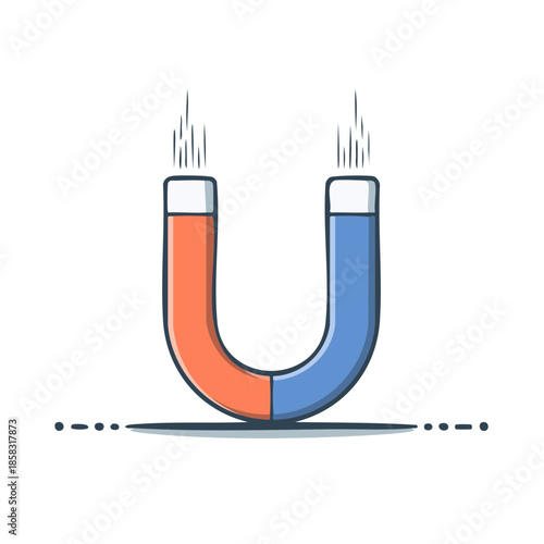 U-shaped Magnet Attracting Metallic Particles Demonstration of Magnetic Force and Physics Science Concept