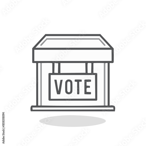 Vote Booth Icon: Minimalist Graphic Symbol for Election, Referendum, or Political Process