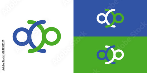 Stylish modern logo design featuring interconnected circles in blue, green, and white, perfect for businesses seeking a professional and dynamic brand identity.