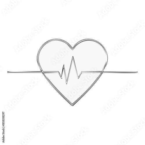 Heartbeat Line Illustration Simple Cardiology Concept Medical Monitoring