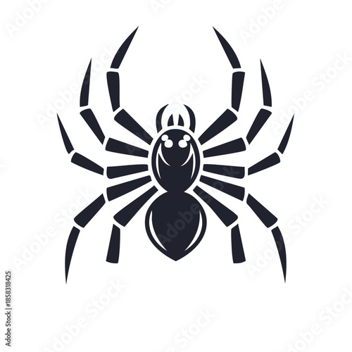 Spider icon black design eight legs vector. Insect silhouette isolated spooky creepy creature.