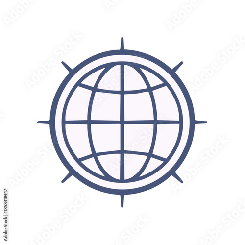 Global sketch drawing of world with line grid on white. Network, global network, world map