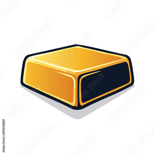 Gold bar illustration, treasure concept for wealth or investment, shiny metallic object, finance symbol