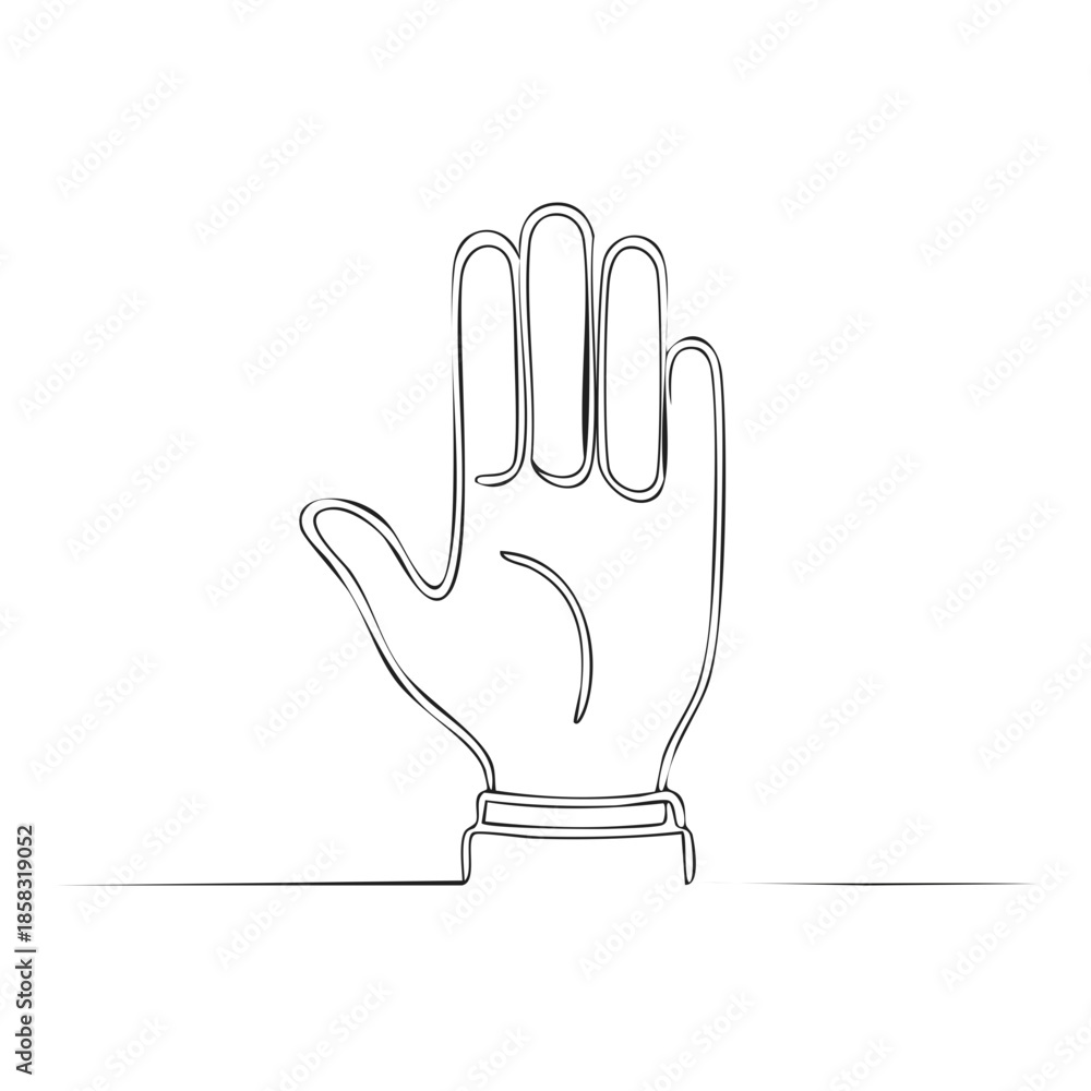 Obraz premium Continuous Line Drawing of Hand Gesture Communication Signal on White Background