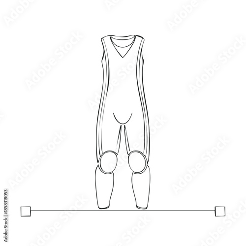 Sports Overalls with Knee Pads Illustration Outlined, Uniform for Game, Protective Clothing, Simple Sports Apparel