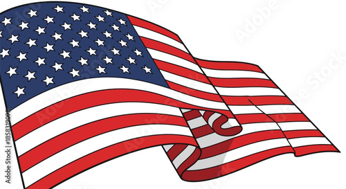 American flag waving in the wind with a heart shape in the middle, symbolizing love and patriotism