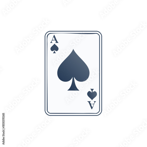Ace of Spades Playing Card Graphic Isolated on White Background for Game Design
