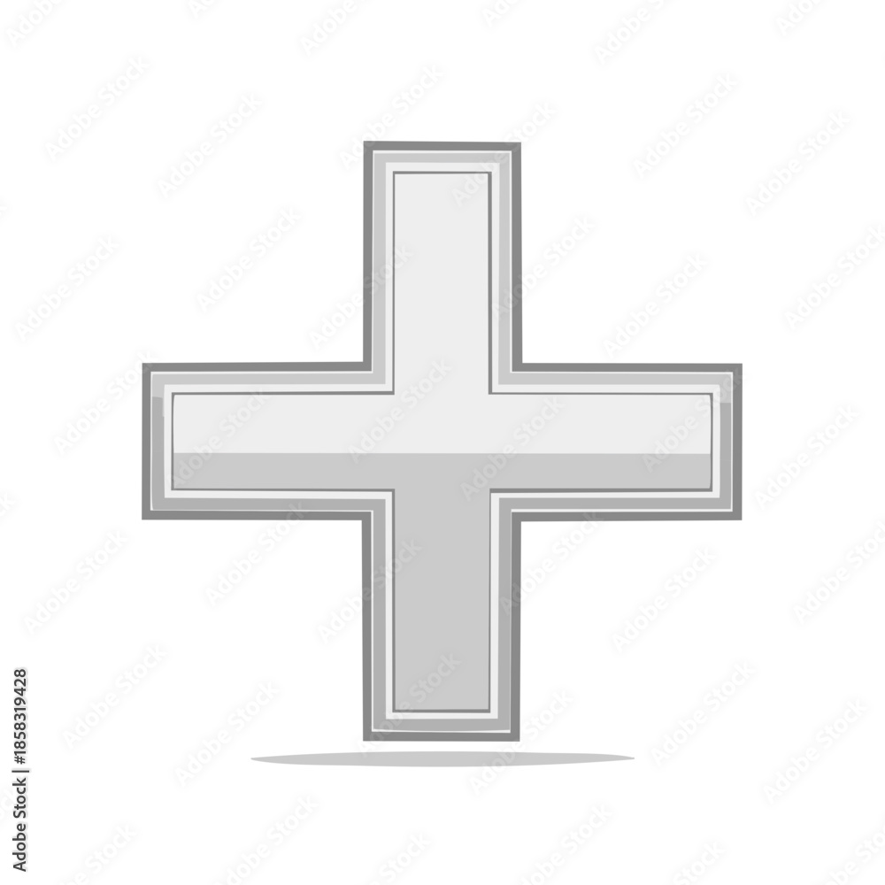 Fototapeta premium Glossy Gray Plus Sign with 3D Effect A Symbol of Addition Mathematics