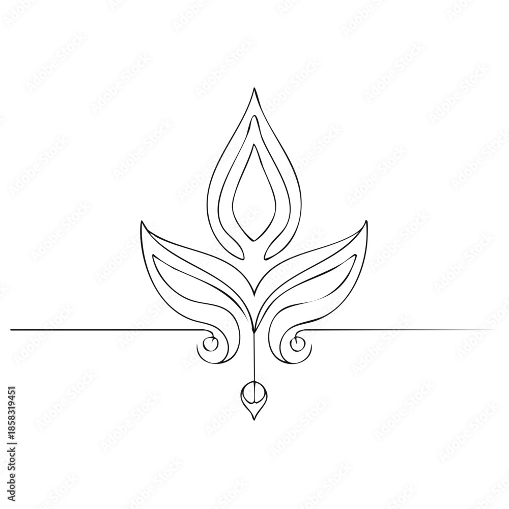 Fototapeta premium Minimalist linear graphic leaf drawing elegance nature inspired design decorative element natural form simplicity botanical